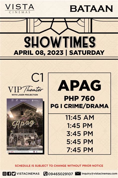 Vista Mall Bataan Movie Schedule 2023.